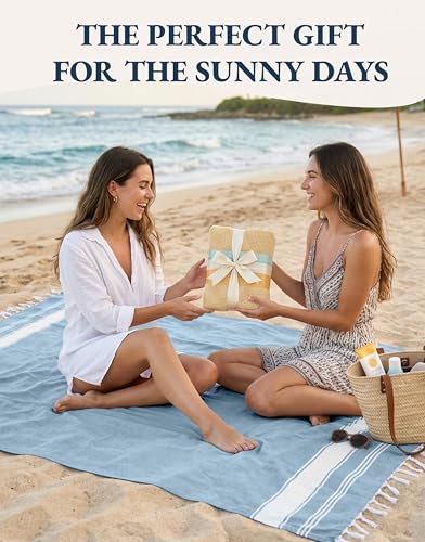 LANE LINEN Beach Towels for Women, 2 Pack Large Beach Towels Oversized, Pre-Washed, No-Shrink Sand Free Beach Towels, Quick Dry, Lightweight Travel Towel,Soft Beach Bath Towel, 39"x71" - Sky Blue - color: 06: Sky Blue, size: Pack of 2