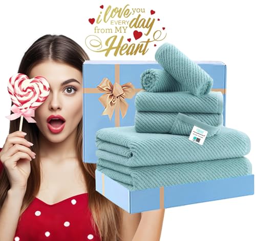 Towels for Bathroom - 100% Cotton | Lightweight | Thick | Soft, Quick Dry Towels, Bath Towel Set of 6 Large, 2 Bath 30"x56", 2 Hand 18"x28", 2 Washcloths 13"x13", Luxury Shower Towel Set, Aqua Teal - color: Jack Frost- Aqua Teal, size: 6 PC Bathroom Towel