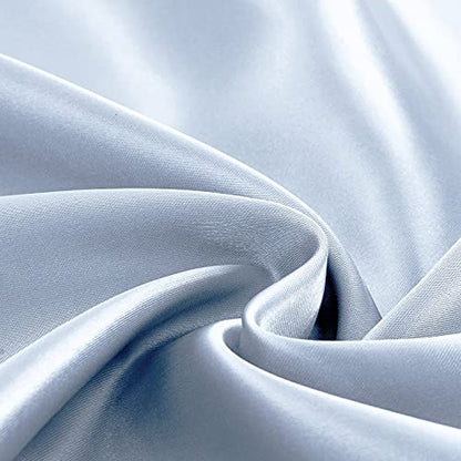 Homiest 3pcs Satin Sheets Set Luxury Silky Satin Bedding Set with Deep Pocket, 1 Fitted Sheet + 1 Flat Sheet + 1 Pillowcases (Twin Size, Baby Blue) - color: Baby Blue, size: Deep pocket - Twin size