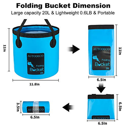 2 Pack Collapsible Bucket 5 Gallon Container Folding Water Bucket Portable Wash Basin for Outdoor Travelling Camping Fishing Gardening Car Washing 20L - color: Blue & Green