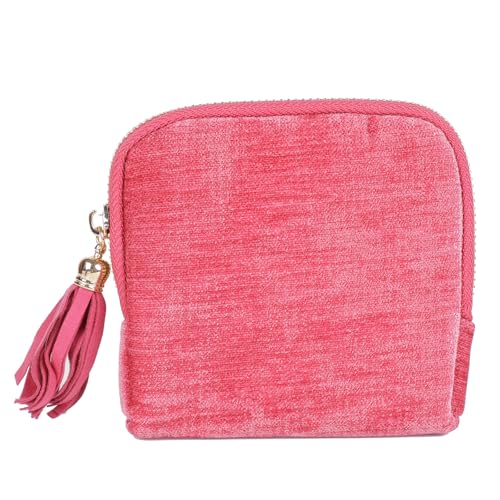 ASINGYER Travel Jewelry Storage Bag for Women, Velvet Portable Jewelry Organizer with Tassel Zipper, Small Pouches for Bracelets Necklaces Rings Earrings, Wedding Gift for Women (hot pink) - color: hot pink