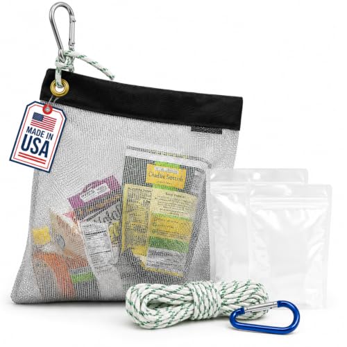 Ultralight Critter Protection Kit- Rodent Proof Stainless Steel Bag for Backpacking - Bear Bag Food Storage for Camping with Coghlans Odor Proof & Waterproof Liner, Survival Utility Rope & Carabiner - size: Medium