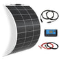 Flexible Solar Panel kit 100W 12V System,Monocrystalline module10A Charge Controller,Extension Cable Off-Grid Charger for RV Boat Van Car Curve Surfaces (White) - color: White