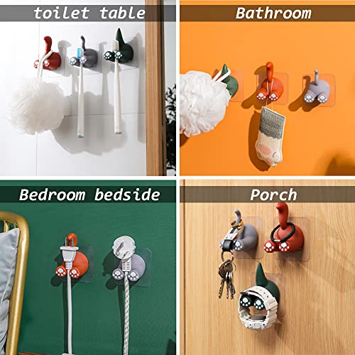 Yitexin 3 Pack Multi-Purpose Animal Tail Hooks, Cartoon Adhesive Wall Mount Hook, Cute Toothbrush Holder, Kitchen Bathroom Utility Hanger for Hanging Towel Key Hat, Cable Holder Organizer (3 Color)