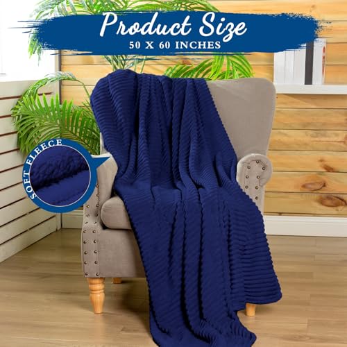 Buryeah 6 Pcs Flannel Throw Blanket Bulk 50 x 60 in Sleepover Blanket Outdoor Wedding Throw Lightweight, Oeko-tex Standard 100 Certified for Sofa Homeless Gifts (Navy) - color: Navy