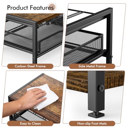 K Cup Holder, 2-Tier Coffee Pod Holder for 48 Pods, K Cup Drawer Organizer with Sliding Storage Drawer, Coffee Bar Station Organizer for Countertop, Space Saving, Home & Office, Brown - size: 22.3"×9.5"×6.7"
