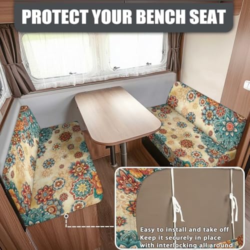 RV Dinette Cushion Covers, Bohemia Flower Elastic RV Seat Covers for Loveseat Slipcovers Stretchable Soft Camper Cushion Covers - color: Bohemia Flower