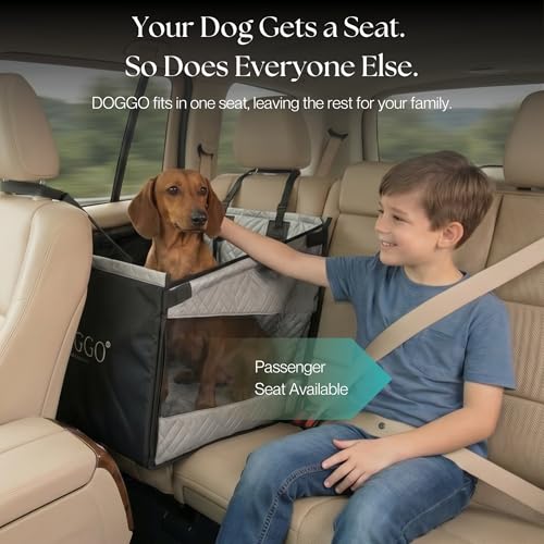 Dog Car Seat Cover with Hard Bottom – Back Seat Extender for Dogs Up to 35 lbs, Waterproof Non-Slip Hammock, Rigid Reinforced Base with Triple Security System, Storage Pockets, fits Cars SUVs Trucks - color: Gray