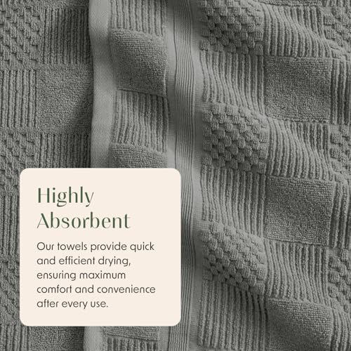Springtree Home 100% Cotton Bathroom Towel Set | 6 Piece Set - Grey Towels | Geometric Textured Design | Absorbent & Quick-Dry | Oeko-TEX® Standard 100 Cotton | Myla Collection - Carbon - color: Carbon, size: 6 Piece Set