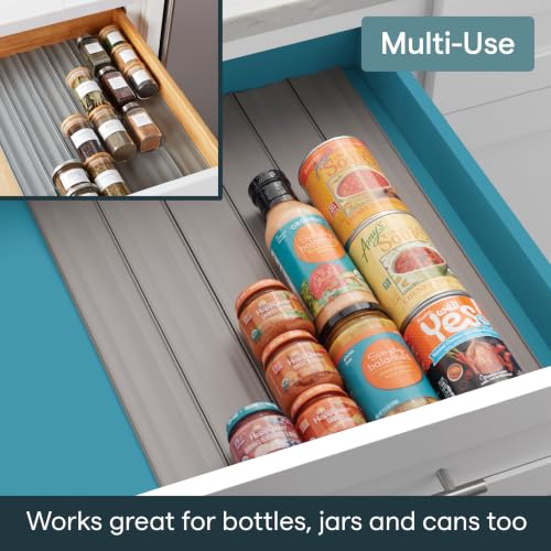YouCopia SpiceLiner Spice Rack Drawer Organizer (Universal Fit 10’ Roll),Gray - color: Gray