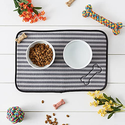 Bone Dry Machine Washable, Ultra Absorbent Pet Mat, 12x18", Gray Stripe - color: Gray Stripe, size: 12"L x 18"W