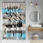 RV Shower Curtain for Bathroom, Happy Camping Shower Curtain Blue Gray Barn Door Bathroom Curtains, Rustic Wood Bathroom Decor Waterproof Travel Camping Bath Curtains with 12 Hooks 47X64 Inch - size: 47"W x 64"L (Pack of 1)