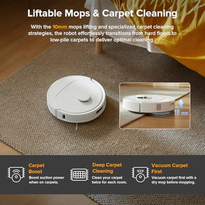 roborock Qrevo Series Robot Vacuum and Mop, 8000Pa Suction, Upgraded from Qrevo S, Anti-Tangle Brush, Smart Obstacle Avoidance, Auto Mop Washing, All-in-One Dock, 200RPM Spinning Mops, White(QV 35A) - color: White01