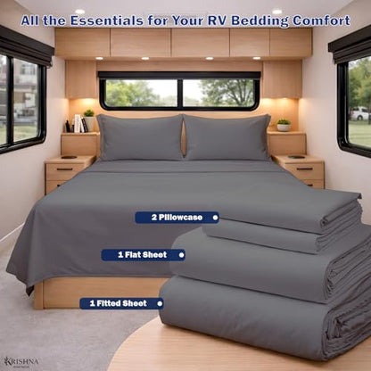 KRISHNA Queen Size 4 Piece Egyptian Cotton Sheet Set, Luxury Hotel Quality Dark Grey Solid Bed Sheets, Soft Breathable Cooling Bedding, 6-10 Inch Deep Pocket Fitted Sheet - color: Dark Grey Solid, size: Queen : 60" x 80"
