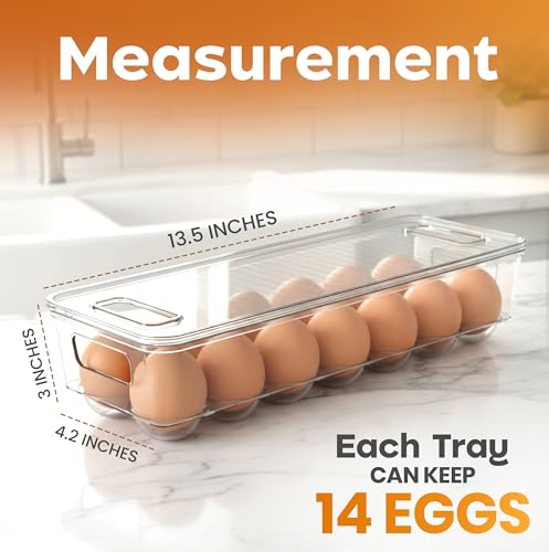 Utopia Home Egg Container With Lid and Handle for Refrigerator - Pack of 3 - Clear Stackable Egg Holder for Kitchen Storage and organization - size: Pack of 3