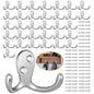 Homanu 34 Pack Coat Hooks, Heavy Duty Double Prong Coat Hooks Wall Mounted with 68 Screws, No Rust Silvery Metal Wall Hooks for Hanging Towel, Coat, Bag, Hat, Cup, Key - color: 34 Pcs Silvery