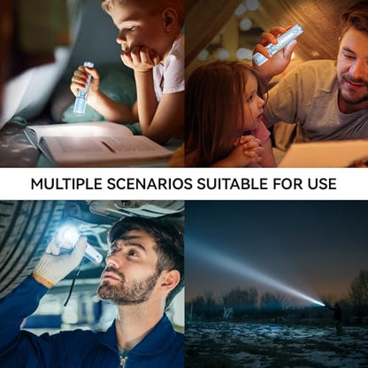 VAVOFO Blue LED Tactical Flashlight - USB-C Rechargeable, High Lumen, Fire-Resistant EDC Flashlight with Zoom Focus, 3 Modes, Red/Blue Strobe - Ideal for Camping, Hiking, Emergency Use - color: Blue