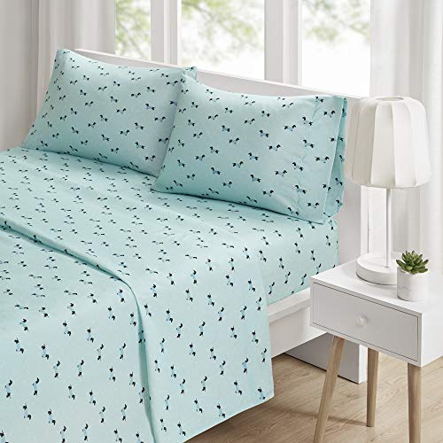Intelligent Design Microfiber Cozy Bed Sheet Set, Modern All Season Bedding & Pillowcases, Premium 14" Elastic Pocket Fits up to 16" Mattress, Twin Aqua Dogs 3 Piece - color: Aqua Dogs, size: Twin