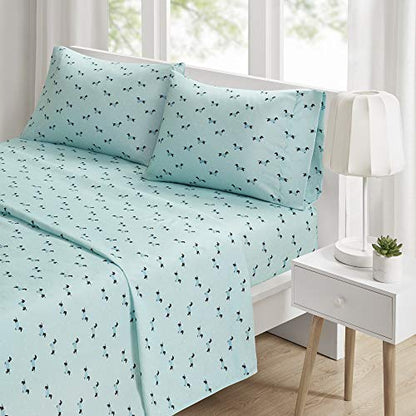 Intelligent Design Microfiber Cozy Bed Sheet Set, Modern All Season Bedding & Pillowcases, Premium 14" Elastic Pocket Fits up to 16" Mattress, Queen Aqua Dogs 4 Piece - color: Aqua Dogs, size: Queen