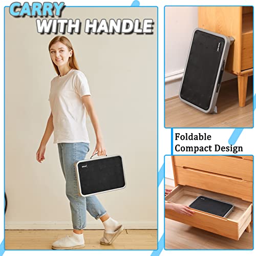 Double Elite 3 Levels Adjustable Folding Step Stools for Adults, Sturdy Metal RV Step, Safer Foldable Small Kitchen Stepping Stool Seniors Bed, Multi-Use Office Foot Stool Under Desk - color: Gray/Black
