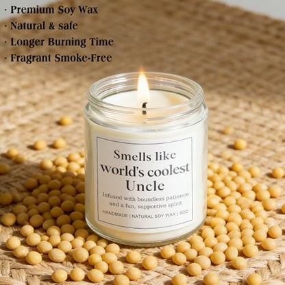 Uncle Gifts for Men, Happy Birthday Fathers Day Gift for Uncle from Niece Nephew, Funny Sentimental Present Ideas for Him - Lavender Scented Candle - style: Uncle