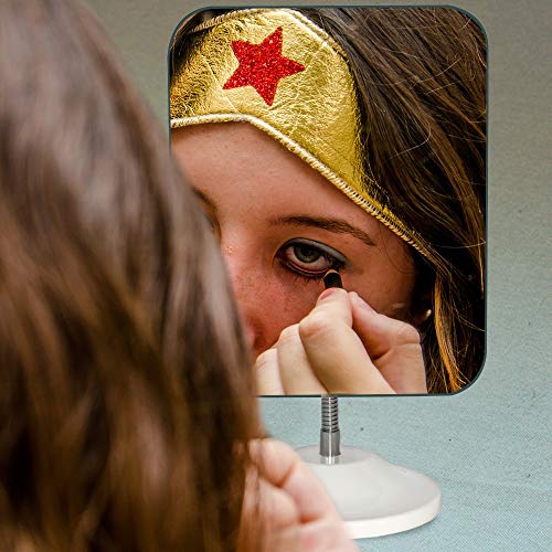 YEAKE Adjustable Flexible Gooseneck Makeup Mirror,360°Rotation Folding Portable Desk Vanity Mirror with Stand Shower Shaving Cosmetic Mirror Square - style: 6.5"L x 5.3"W(Medium)