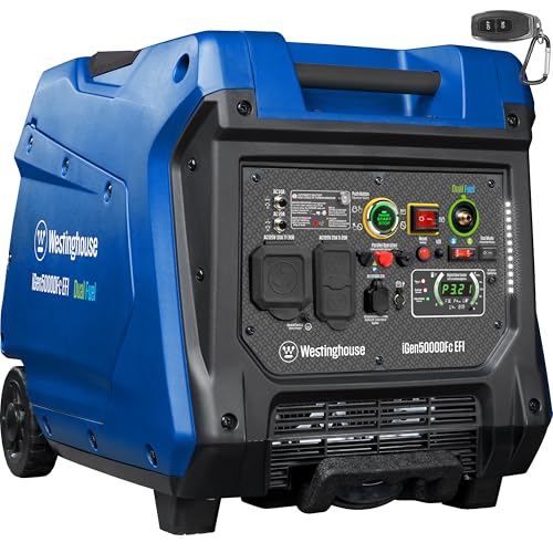 Westinghouse 5000 Peak Watt Super Quiet Dual Fuel Portable Inverter EFI Generator, Remote Electric Start, Gas & Propane Powered, RV Ready, CO Sensor, Parallel Capable, CARB Compliant - style: 5000 Watts - Dual Fuel EFI - Remote Start - CO Sensor