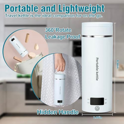 Travel Electric Kettle Portable Mini Kettle,Small Hot Water Boiler with 4 Temperature Settings,304 Stainless Steel,Fast Boiling Water with Auto Shut-Off and Boil Dry Protection,400ml (BIue, 400ML) - color: BIue