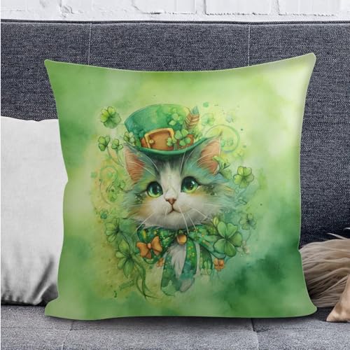Cat Hat Shamrock RV Dinette Cushion Covers Washable Sofa Furniture Protector Stretch RV Couch Covers St. Patrick's Day Accessories Backrest Cover and Pillowcase - color: Cat Hat Shamrock