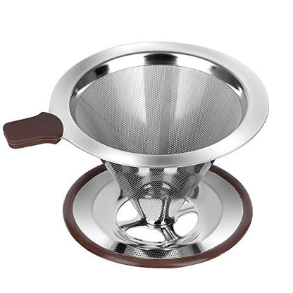 Pour Over Coffee Dripper, Reusable Paperless Coffee Filter,Professional Stainless Steel Drip Cone Brew Coffee Strainer,Upgraded Double Micro Mesh Filter with Cup Stand,1-2 Cup - size: 1-2 Cup