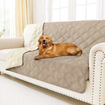 Smiry Waterproof Dog Bed Cover Blanket 52x82, Soft Reversible Pet Blanket, Washable Leakproof Cats Dogs Couch Cover for Sofa, Couch, Furniture, Taupe/Beige - color: Taupe/Beige, size: 52x82 Inch