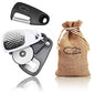 5 Pieces Kitchen Gadgets Set - Space Saving Cooking Tools Accessories Cheese Chocolate Grater, Fruit Vegetable Peeler, Bottle Opener, Pizza Cutter, Burlap Bags with Drawstring Gift Set - color: Black White Gray 4pcs