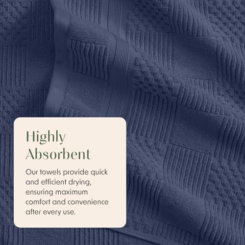 Springtree Home 100% Cotton Bathroom Towel Set | 6 Piece Set - Blue Towels | Geometric Textured Design | Absorbent & Quick-Dry | Oeko-TEX® Standard 100 Cotton | Myla Collection - Indigo - color: Indigo, size: 6 Piece Set