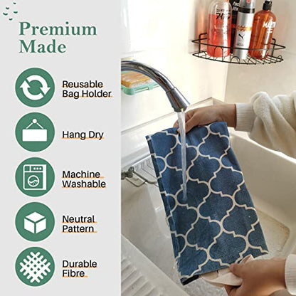 Plastic Bag Holder, Washable Grocery Bag Holder for Plastic Bags, Strong Plastic Bag Storage Dispenser with Hanging Loop, Wall Mount Trash Bag Dispenser for Home Kitchen Cabinet (Navy Blue) - color: Navy Blue
