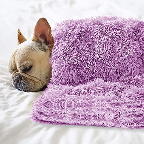 Pet Dog Bed Blankets, Fluffy Fleece Dog Throw Blankets Sleep Mat,Soft Puppy Blankets Cat Kitten, S M L XL,Fuzzy Reversible Sherpa Blanket for Bed, Couch, Sofa, Travel,Washable & Lightweight - color: Purple, size: 30 INCH X20 INCH