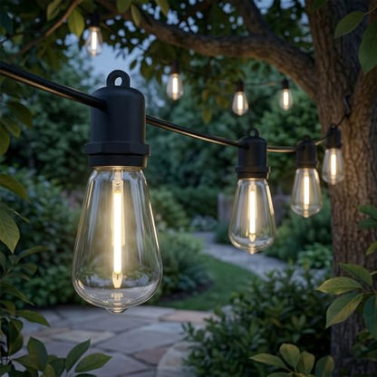 50FT LED Outdoor String Lights - 27 Shatterproof ST38 Edison Bulbs - Waterproof Patio Decor for Outside - Dimmable Bistro Cafe Hanging Lights - size: 50FT