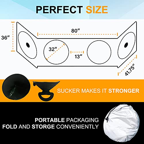 Semi-Truck Sun Shade for Windshield and Side Window | Sunshade Maximum Coverage Windshields for Truck - Block UV Sun Heat Rays - Best for Semi, Commercial & Big Rig Truck, RV（Side Windows Suction Cup）
