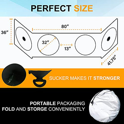 Semi-Truck Sun Shade for Windshield and Side Window | Sunshade Maximum Coverage Windshields for Truck - Block UV Sun Heat Rays - Best for Semi, Commercial & Big Rig Truck, RV（Side Windows Suction Cup）