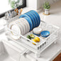 SNTD Dish Drying Rack - Small Dish Rack for Kitchen Counter, Stainless Steel Dish Drainer with Utensil Holder and Drainboard, 11" W x 15" L (White) - color: White, size: 11" W x 15" L