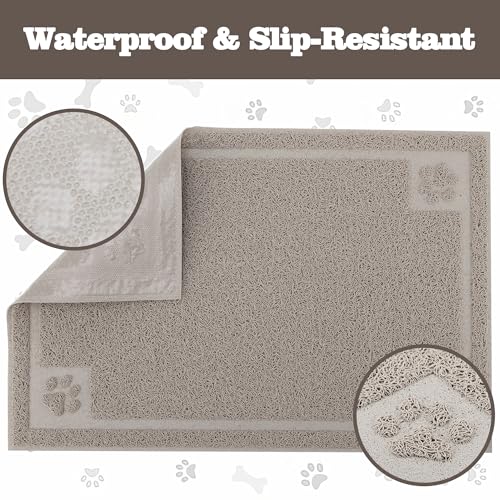 Darkyazi Pet Feeding Mat Large for Dogs and Cats,24"×16" Flexible and Easy to Clean Feeding Mat,Best for Non Slip Waterproof Feeding Mat. (Gray Sand) - color: Gray Sand