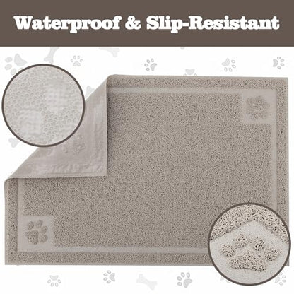 Darkyazi Pet Feeding Mat Large for Dogs and Cats,24"×16" Flexible and Easy to Clean Feeding Mat,Best for Non Slip Waterproof Feeding Mat. (Gray Sand) - color: Gray Sand