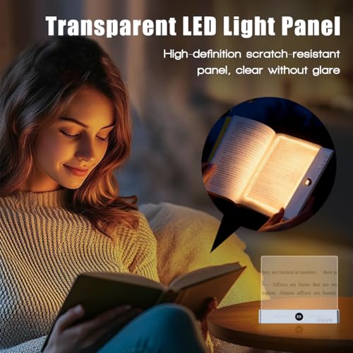 Flat Book Light,2026 Upgrade, Book Light Treasure Box, Reading in Bed at Night with 3 Colors & Timer, Dimmable Panel Plate Book Lamp Full Page Light, Bookish Gifts for Book Lovers(White) - color: White
