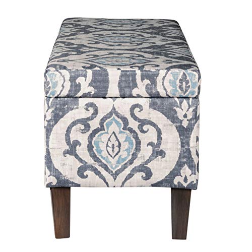 HomePop 36" Storage Ottoman Bench with Hinged Lid - Slate Damask - color: Slate Damask