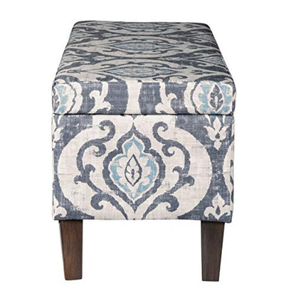 HomePop 36" Storage Ottoman Bench with Hinged Lid - Slate Damask - color: Slate Damask