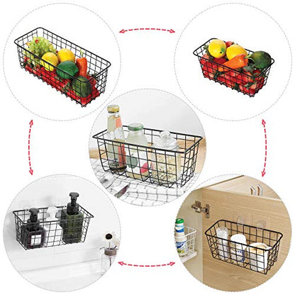 4 Pack Wire Storage Baskets Household Metal Wall-Mounted Containers Organizer Bins for Kitchen Bathroom Freezer Pantry Closet Laundry Room Cabinets Garage Shelf, 2 Large 2 Medium