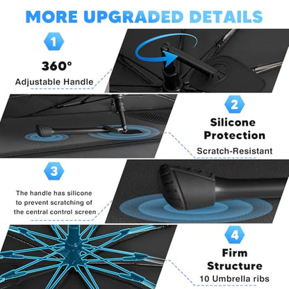 KUST Ice Crystal Sun Shade Umbrella for 2017-2026 Tesla Model Y/Juniper/Model 3/ Highland | Custom Fit Windshield Sunshade for Tesla | Foldable Sunshade with Bendable Handle | Blocks Heat & UV Rays - size: For Model 3/Y 17-26 (Ice Crystal)