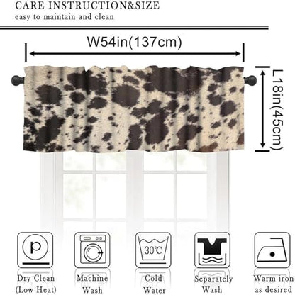 Highland Cowhide Valance Curtain, Brown Cow Rustic Western Farmhouse Animals Skin Wildlife Fur Print Blackout Short Window Treatment for Kitchen Bedroom, 54x18inch - color: Cowhide-9