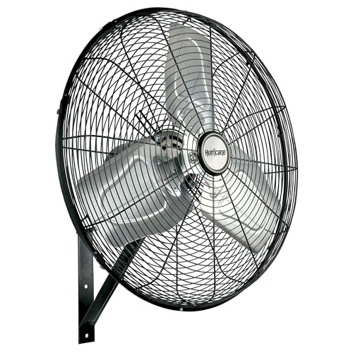 Hurricane 30" Pro Commercial Grade Oscillating Wall Mount Fan, Black - Heavy-Duty All-Metal Corded Electric Air Cooling Unit for Home, Garage, Greenhouse, or Workshop - style: 30" Pro Commercial Grade