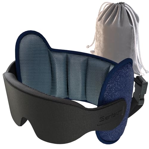 SARISUN Travel Pillow, Upgrade Airplane Pillow for Long Flight, 360° Support Headrest, Travel Neck Pillow Eye Masks for Sleep, Compact Airplane Travel Essentials, Stop Bobblehead, Mottled Blue - color: Mottled Blue, size: Airplane Seats with Headrest