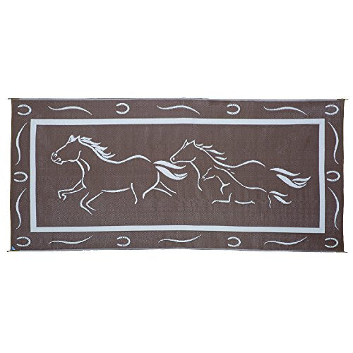 Stylish Camping GH8187 Brown/White 8' x 18' Galloping Horses Mat, 1 Pack
